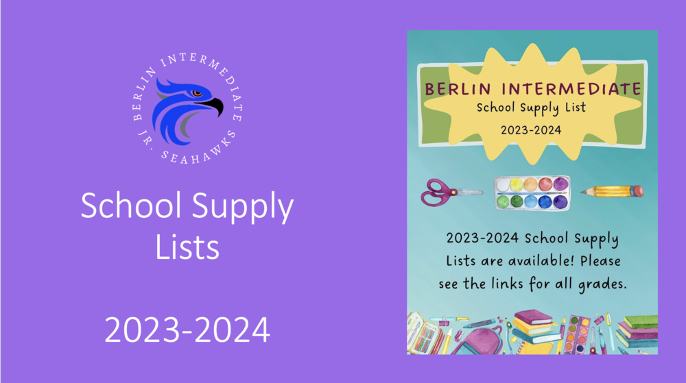 20232024 School Supply Lists BERLIN INTERMEDIATE SCHOOL